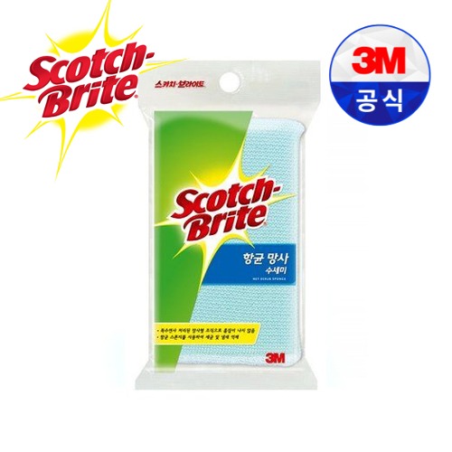 3M ScotchBrite 항균 스펀지 망사 수세미(1개입/1봉)